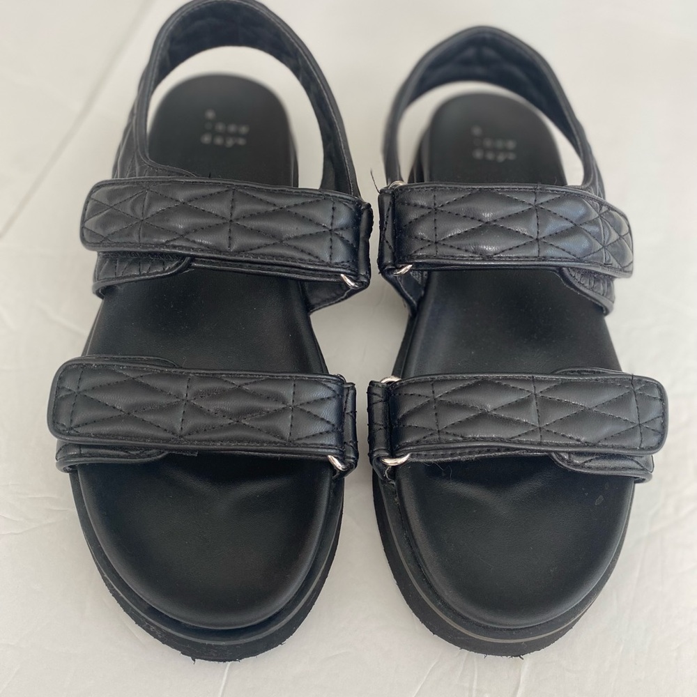 a new days Black Quilted Strap Sandals